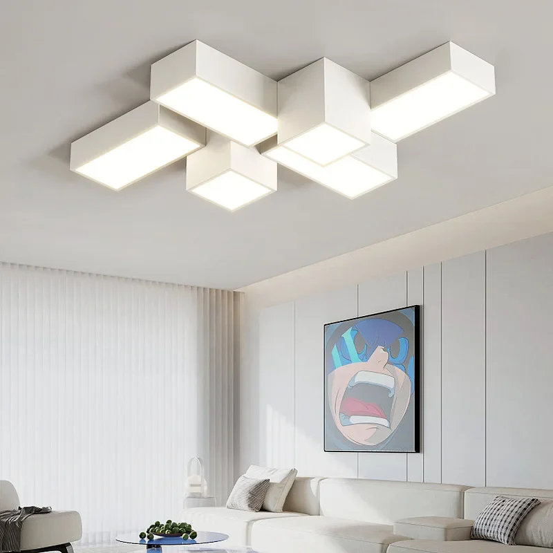 Creative Geometry Minimalist Square Modern Led Ceiling Lamp Living Room Light Home Decor Lighting Dimmable Bedroom Lamps Fixture image 3