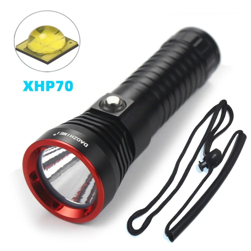 

IPX8 Diving Flashlight XHP70 LED Yellow/White Diving Light Underwater100m Waterproof 3 Modes 26650 Torch Tactical led Lantern