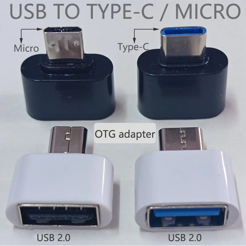 5/10/20PCS Otg Adapter Universal Micro USB/Type-C To USB 2.0 Data Cable Phone Download Connection USB Drive Computer Converter