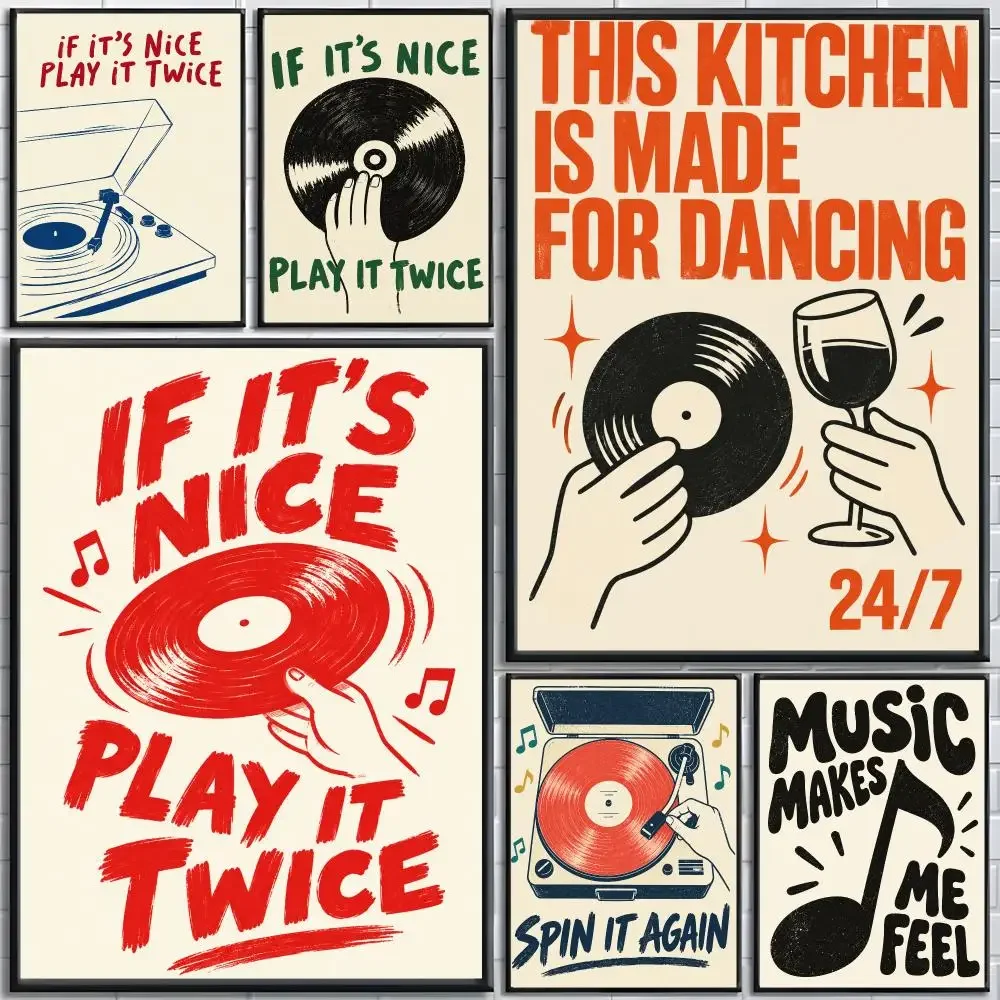 Vintage Poster If It's Nice Play It Twice Poster Self-adhesive Art  Decoracion Painting Wall Art White Kraft Paper Home Decor