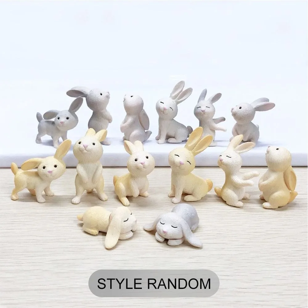 Easter Decoration Resin Rabbit Cake Decor Hare Ornament Easter Babbit Figurines 3D PVC Micro Landscape Figurines Home Decor