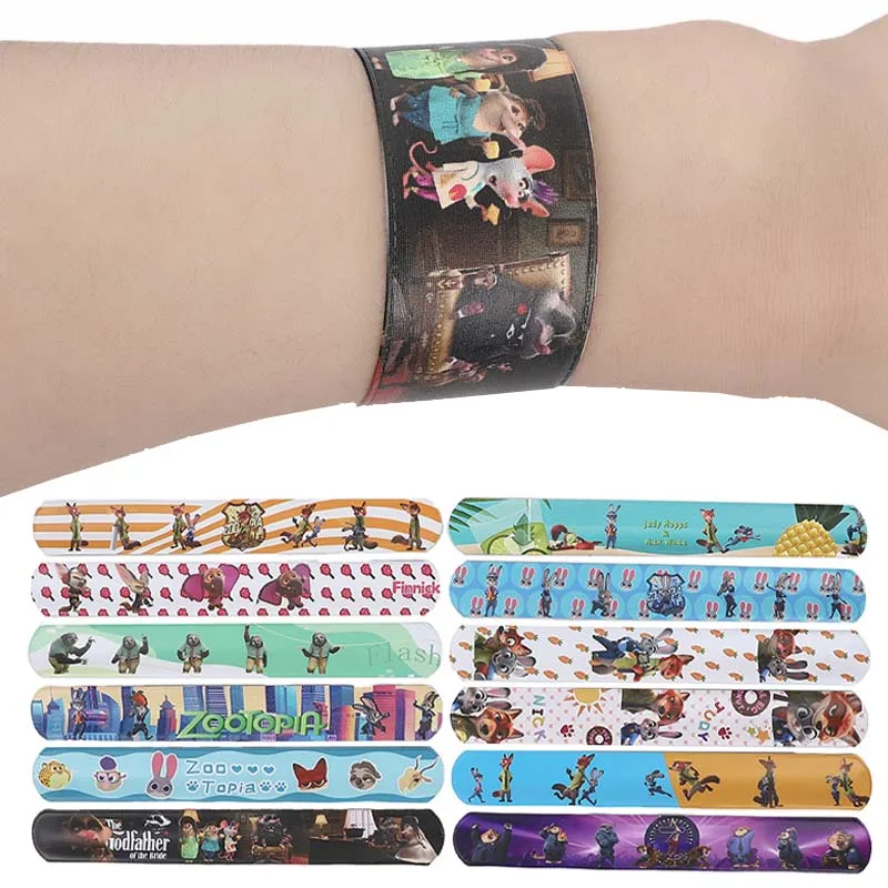

12PCS Disney Zootopia 2 Wrist Strap Clap Ring Slap Bracelets Kids Snapping Rings Toy Children's Birthday Gifts Party Product New