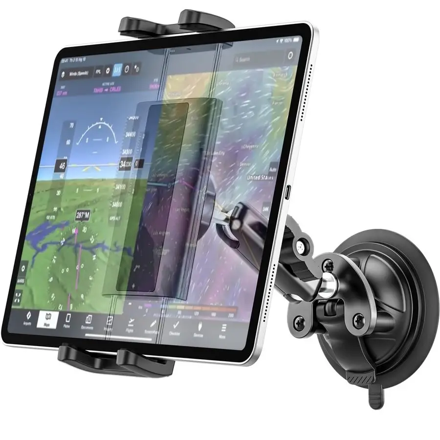 

Tablet Holder, Strong Suction Cup Aircraft Tablet Mount with Metal Adjustable Arm, Aviation Windshield Stand for iPad mini Air,
