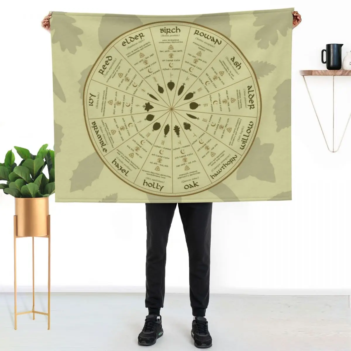 Celtic Ogham Tree Calendar Throw Blanket cosplay anime Retros Designers Flannel Fabric for sofa Luxury Thicken Blankets
