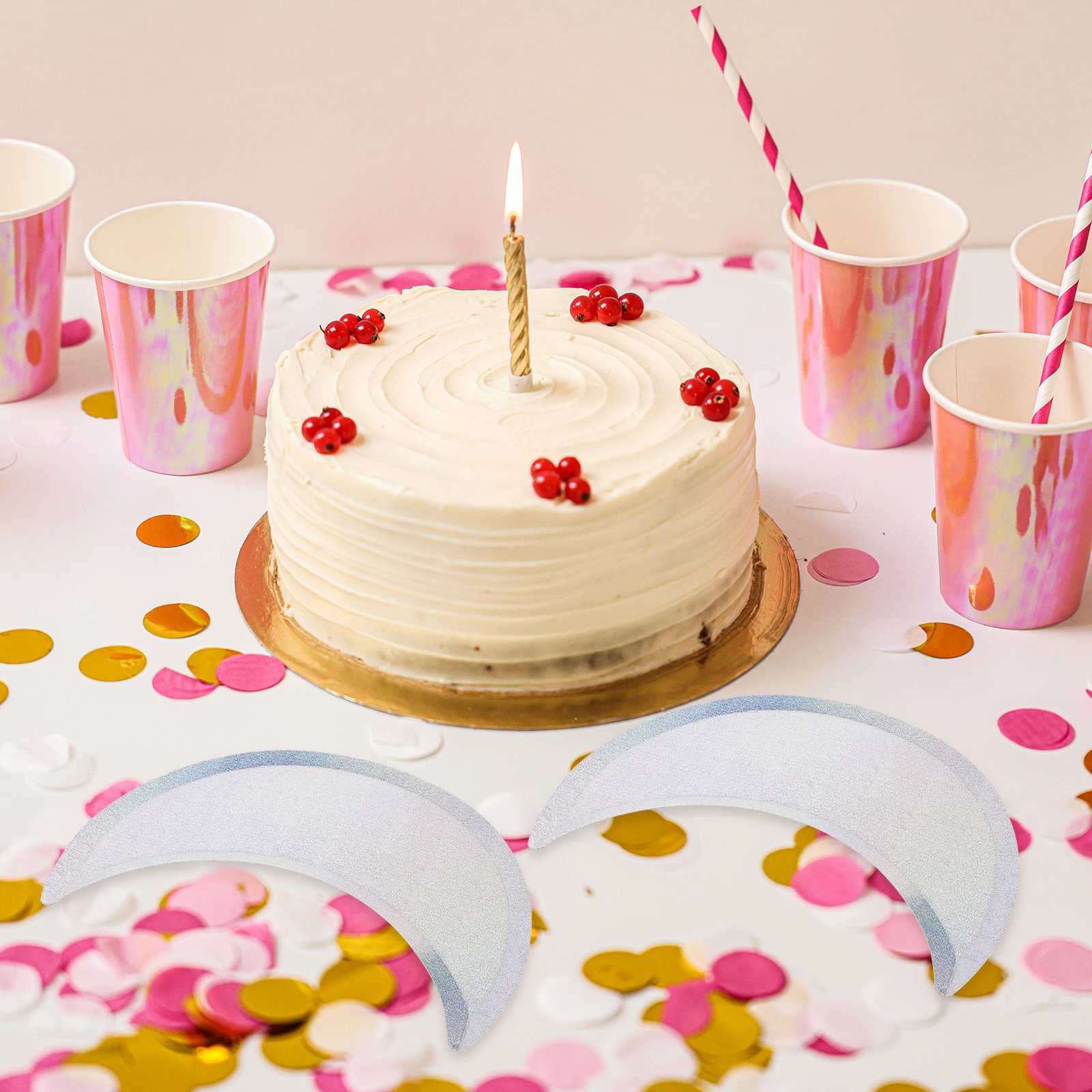 

8 Pcs Plates Silver Disposable Paper Party Plates Dessert Cake Dishes Birthday Baby Shower Tableware