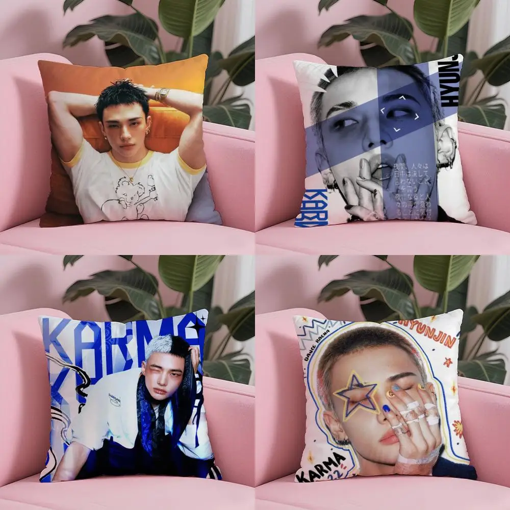 Star H-Hwang Hyunjin Pillow Case Plush Fabric Soft Double-Sided Printed Sofa Warm Winter Home Child Gift Cushion Cover