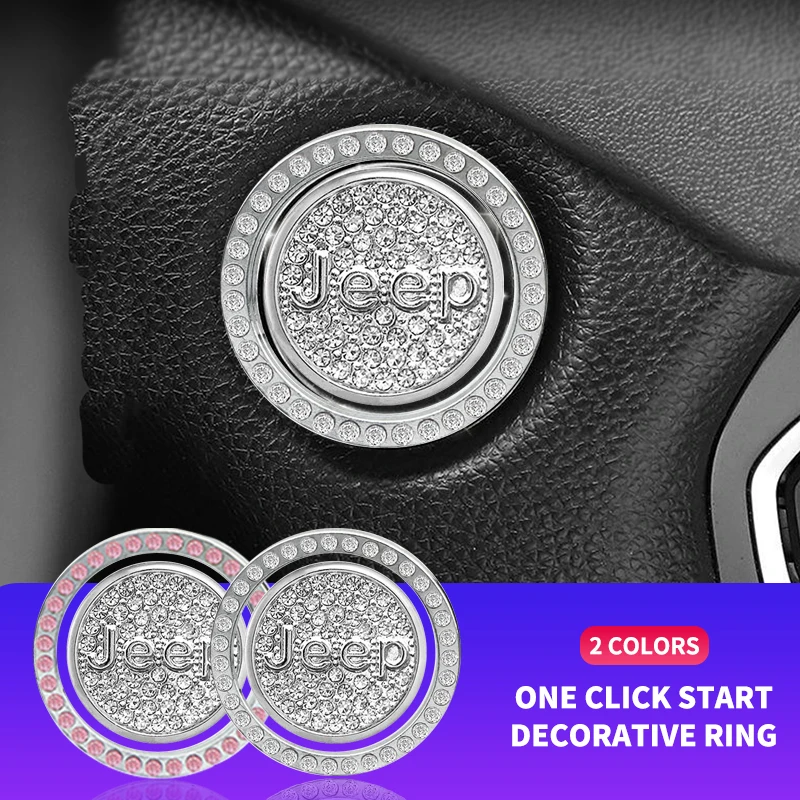 

Car Start Switch Button Auto Decorative Diamond Stickers For Jeep Grand Cherokee Wrangler JK Gladiator Compass Renegade Wagon