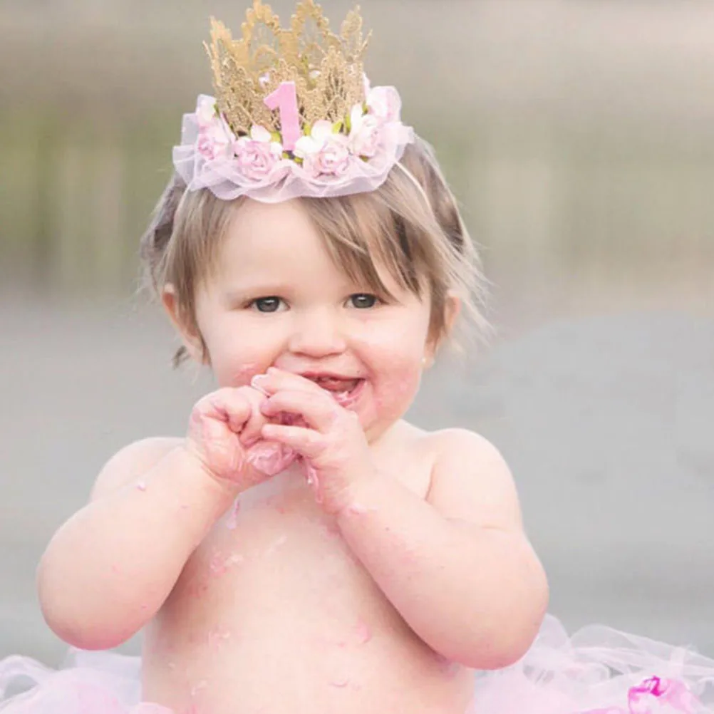 

Elegant Lace Headband Baby Hair Accessories For Girls Girl Crown for First Birthday Party Hair Accessories Girls Tiara Floral