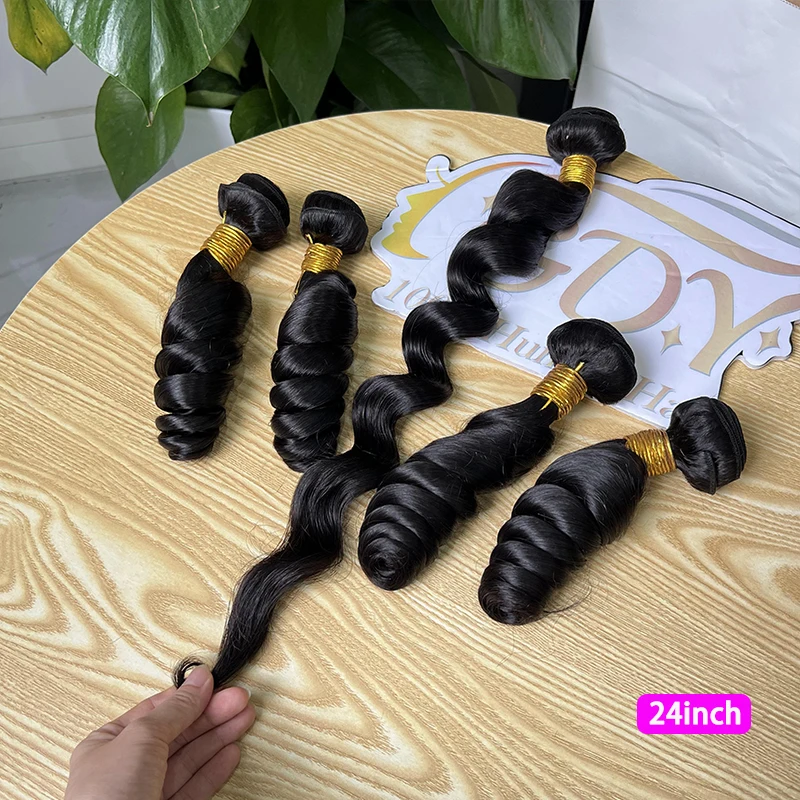 12A Grade Loose Wave Human Hair Bundles Vietnamese Raw Hair 100% Unprocessed Human Hair Weave Bundles Bouncy Curly Hair #1B