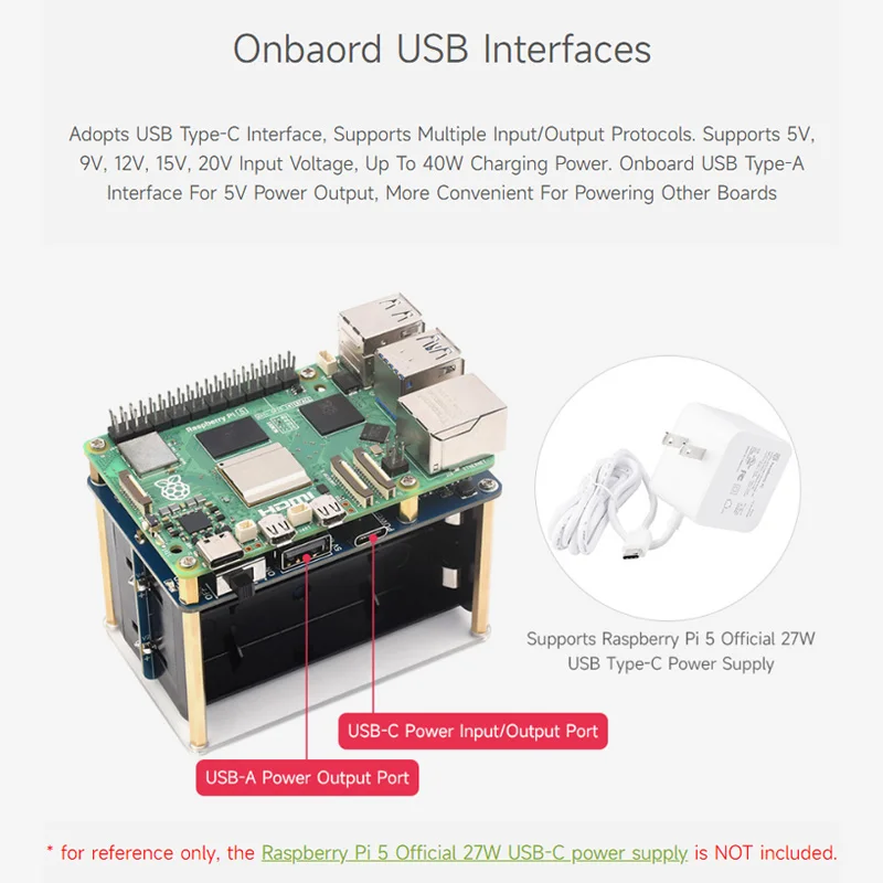 Imagem -03 - Fonte de Alimentação Ininterrupta Raspberry pi Ups Hat e 5v 6a Suporta 4x21700 li Baterias Não Incluídas Pogo Pins Conector