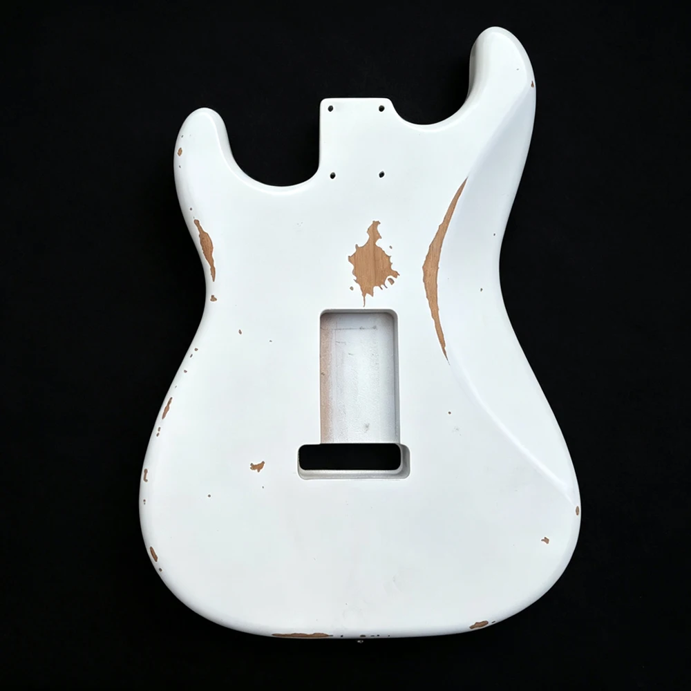 DIY Handmade Relic ST Electric Guitar Body Nitro Finish White Alder Wood H-S-H Pickups Cavities No Extra Guitar Parts Body Only