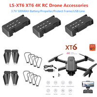 LSRC LS-XT6 Mini 4K Drone Parts 3.7V 500MAH Battery/Propeller/Protect Frame/USB Line LS-XT6 Drone Accessories XT6 Dron Battery