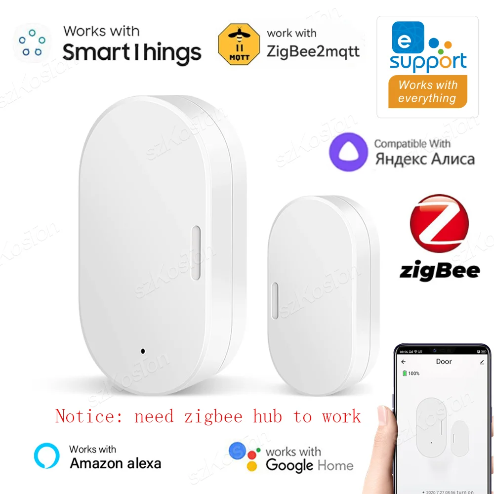 eWeLink APP ZigBee Smart Door Window Sensor Smart Door Open Closed Alarm Detector Work with Alexa Google Alice Zigbee2Mqtt