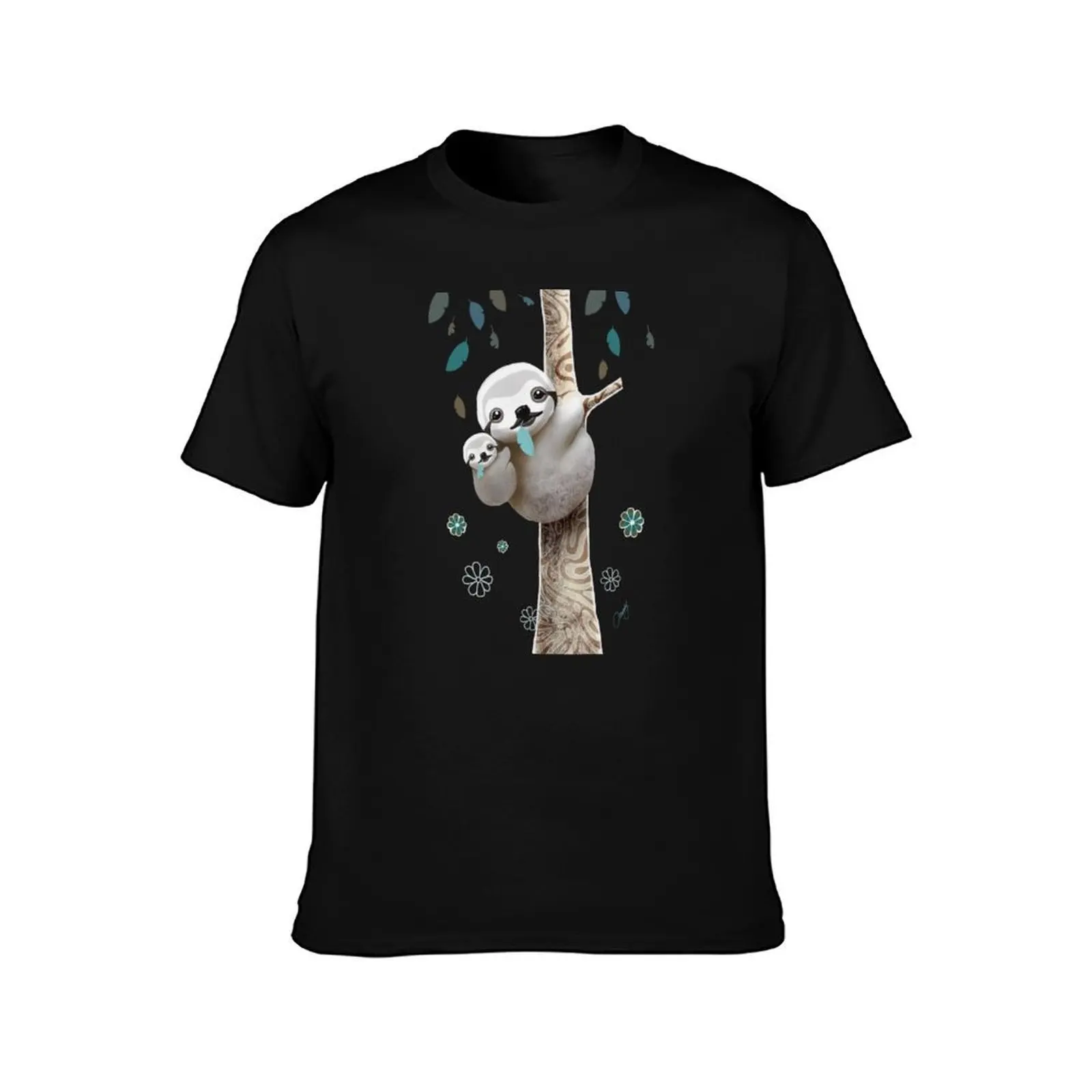 Baby Sloth Daylight T-Shirt, Summer Casual Cotton Tee, Oversized Streetwear Tops, Vintage Graphic Print, Loose Fit Short Sleeve
