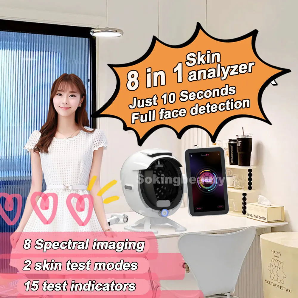 8 Spectral A6 Facial Scanning Skin Analysis Detection Instrument Digital Microscope Skin Moisture Detection Beauty Salon