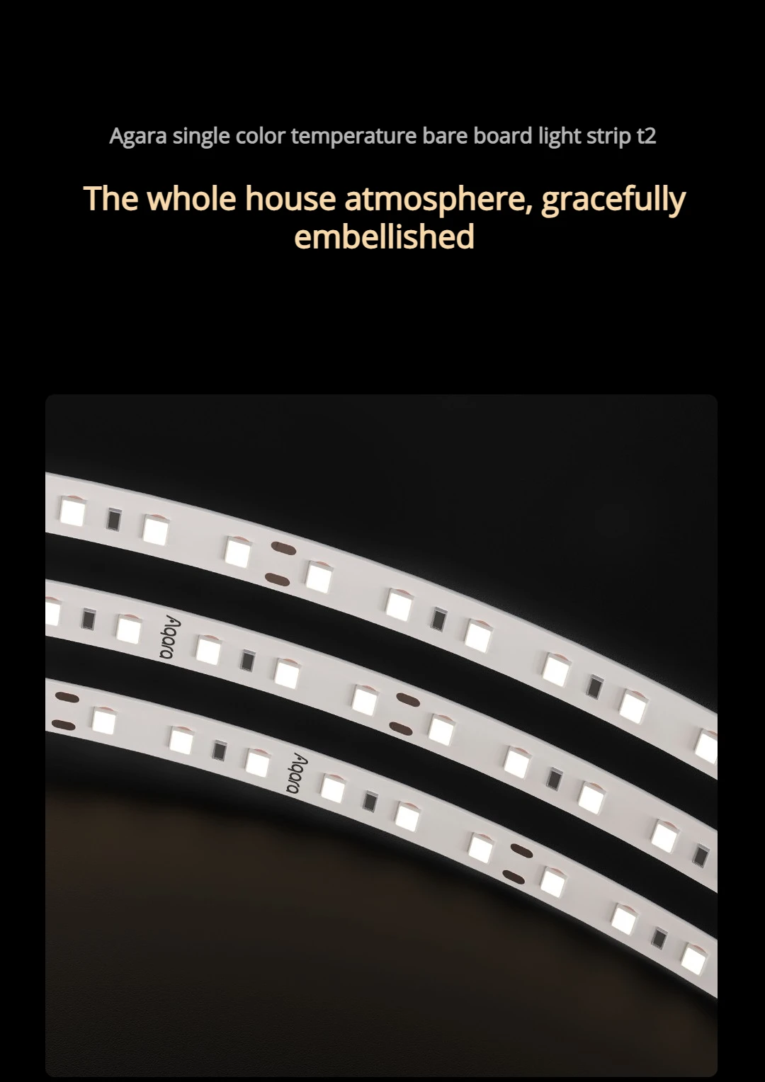 

Aqara Smart Light strip T2 Single-color temperature bare board light strip T2 Thin LED Ra90 1050lm/m Household Lamp Background
