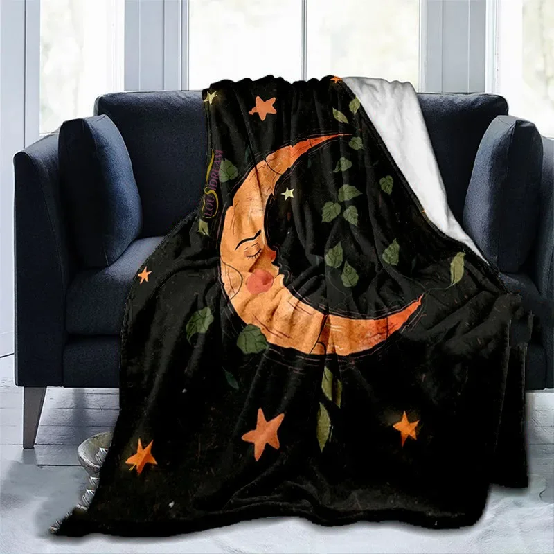 Simple Butterfly Psychedelic Tarot Theme Flannel Throw Blanket Couch Sofa Bed Decor Star and Moon Travel Camping Kid Adult Gift