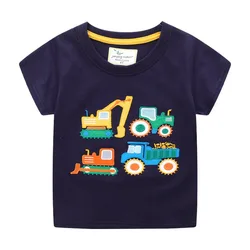 Jumping Meters 2-7T Boys T Shirts For Summer Cotton Cartoon Elephants Embroidery Toddler Kids Tees Baby Tops Clothes