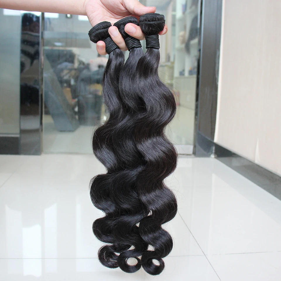 FASHOW Body Wave Hair Bundles Peruvian Hair 28 30 32 Inch Human Hair Bundles Black Fashion Body Wave Sew-in Hair Weaves For Sale