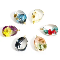 2 PCs Resin Flower Charms Multicolor Daisy Flower Drop Pendants Handmade Fashion Jewelry Making Accessories   25mm x 16mm