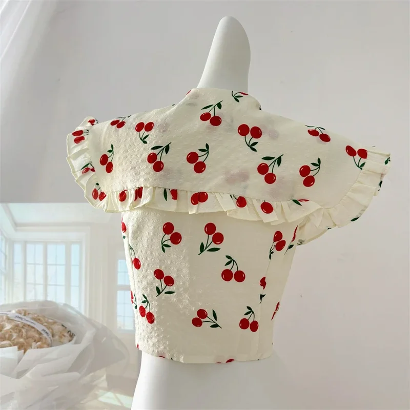 Japanese Sweet Chic Kawaii Tops Women Sleeveless 2024 Summer Y2k Cute Elegant Blouse Female Bow Korea Style Lolita Fairy Clothes