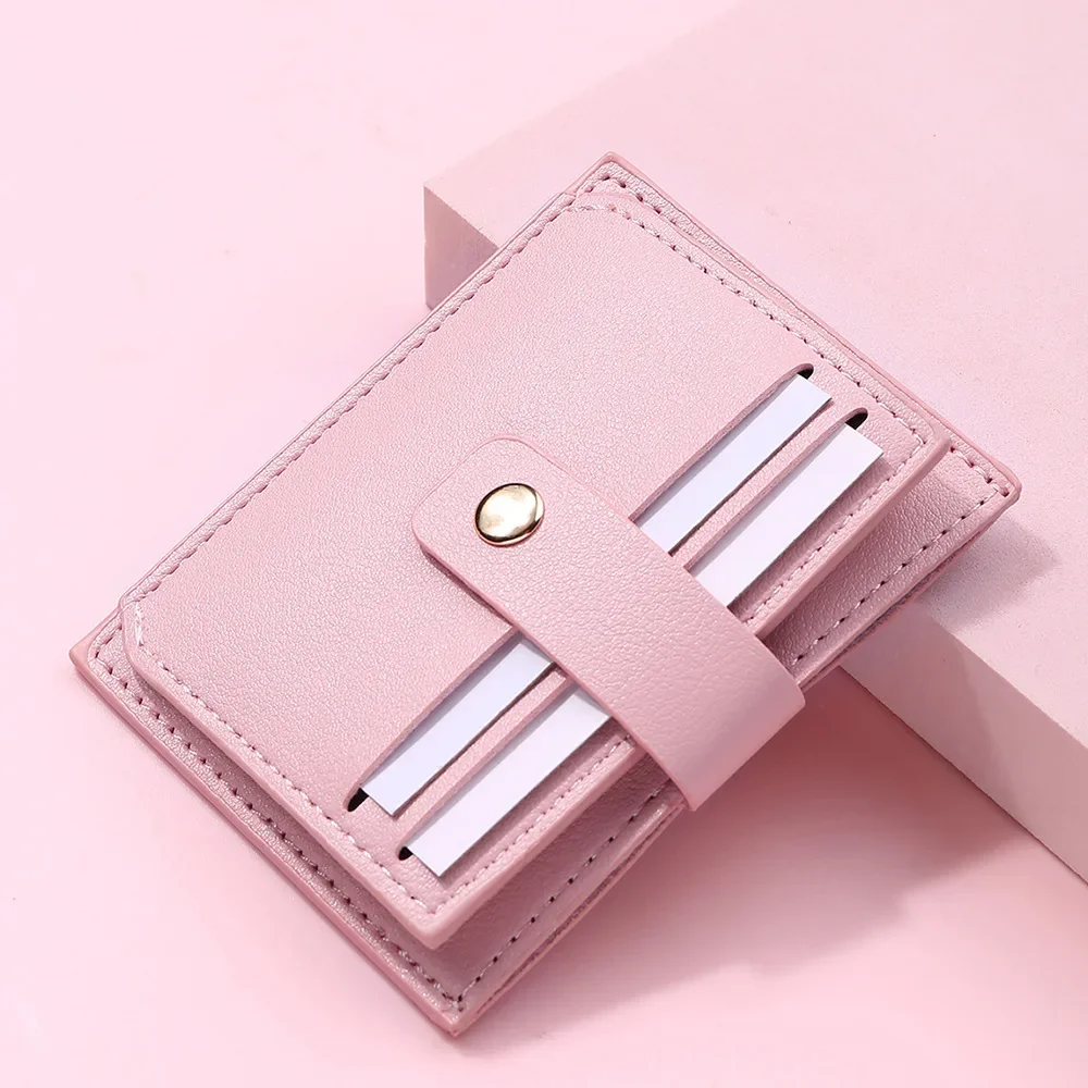 2024 New Women's Card Bag Mini Buckle Multi Slot Card Clip Compact and Ultra-thin Female Student Card Bag