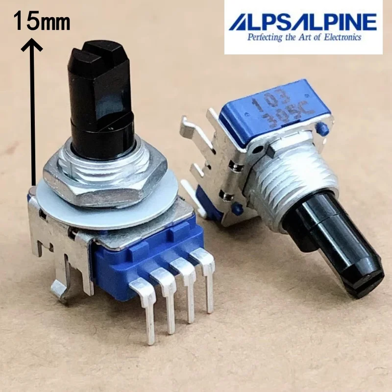 1pcs，Single loop rotary potentiometer，RK11，103，4Pin，The shaft length is 15mm，The volume knob of an electronic organ