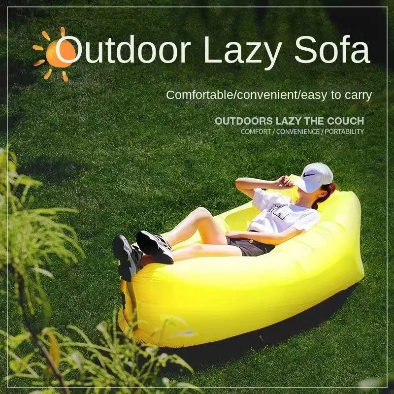 Lazy Inflatable Sofa Outdoor Portable Beach Air Sofa Folding Camping Inflatable Sofa Bed Sleeping Bag Single Person