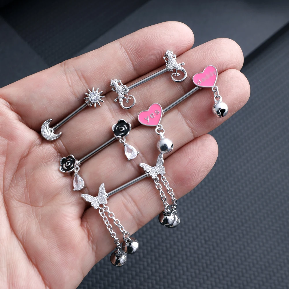 2pcs Mixed-style Lettering Flo - Body Jewelry Nipple Rings recension och pris