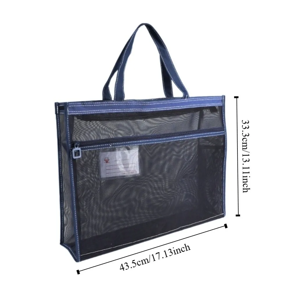 Bolsa duradera A3 con cremallera, bolsa de lona de gran capacidad para documentos y libros, archivador de pintura de malla impermeable, bolsa de almacenamiento de ilustraciones