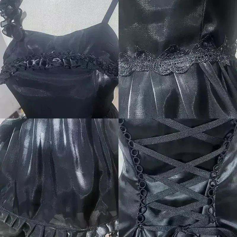 Miku Fashion Gonna con cinturino in raso nero Anime Vocaloid Deep Sea Girl Costume cosplay Abiti di carnevale di Halloween per Lady Girl