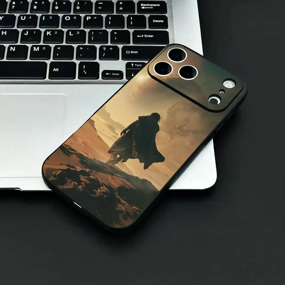 الخيال العلمي فيلم الكثبان الرملية جزء حالة الهاتف أزياء الأسود متجمد TPU حالة الهاتف لفون 12-17. تصميم مطلي بخاخ للأشعة فوق البنفسجية، مضاد للسقوط #2