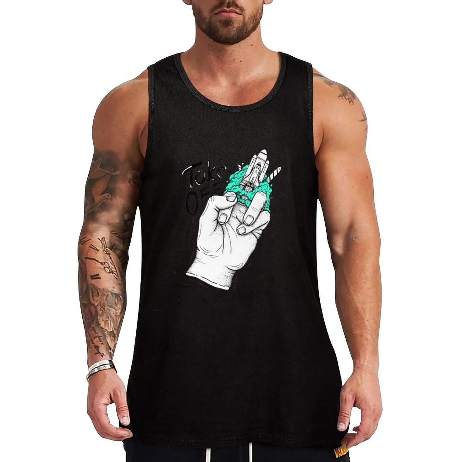Rocket Finger Tank Top Summer Casual Sleeveless Top Loose Fit Tank Shirt