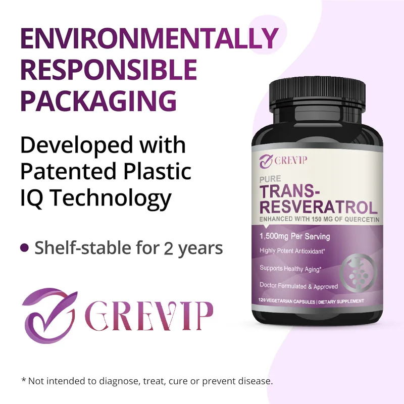 Pure Trans-Resveratrol 1500 Mg - Contains Quercetin Dihydrate, Non-GMO