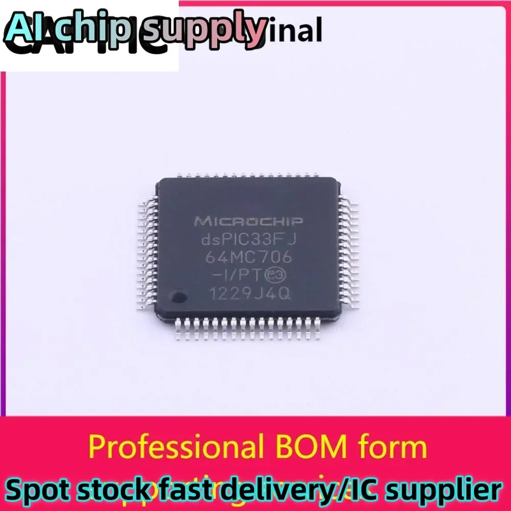 5PCS MCU 16-bit dSPIC33 dsPIC RISC 64KB Flash 3.3V 64-Pin TQFP Tray - Trays  DSPIC33FJ64MC706-I/PT 100% original