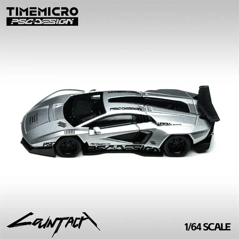 Time Micro x PSC 1:64 Countach V Silver Diecast Model Car