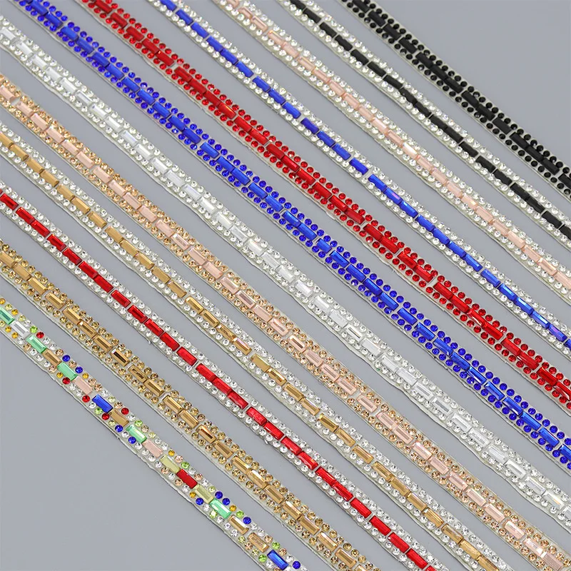 10 Yards Strassbesatz Hochzeit farbiges Strassband Geschenk DIY Dekoration selbstklebendes Riemen Roll Banding Gürtel Kristall – Detail 2