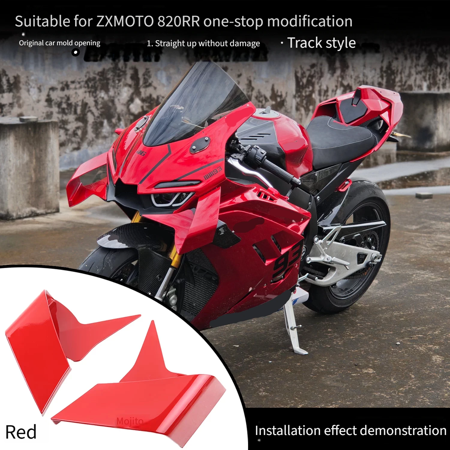Custom Aggressive Look Aerodynamic Winglet Side Fairing Spoiler New Upgrade Motorcycle Mod Parts for ZXMOTO 820RR