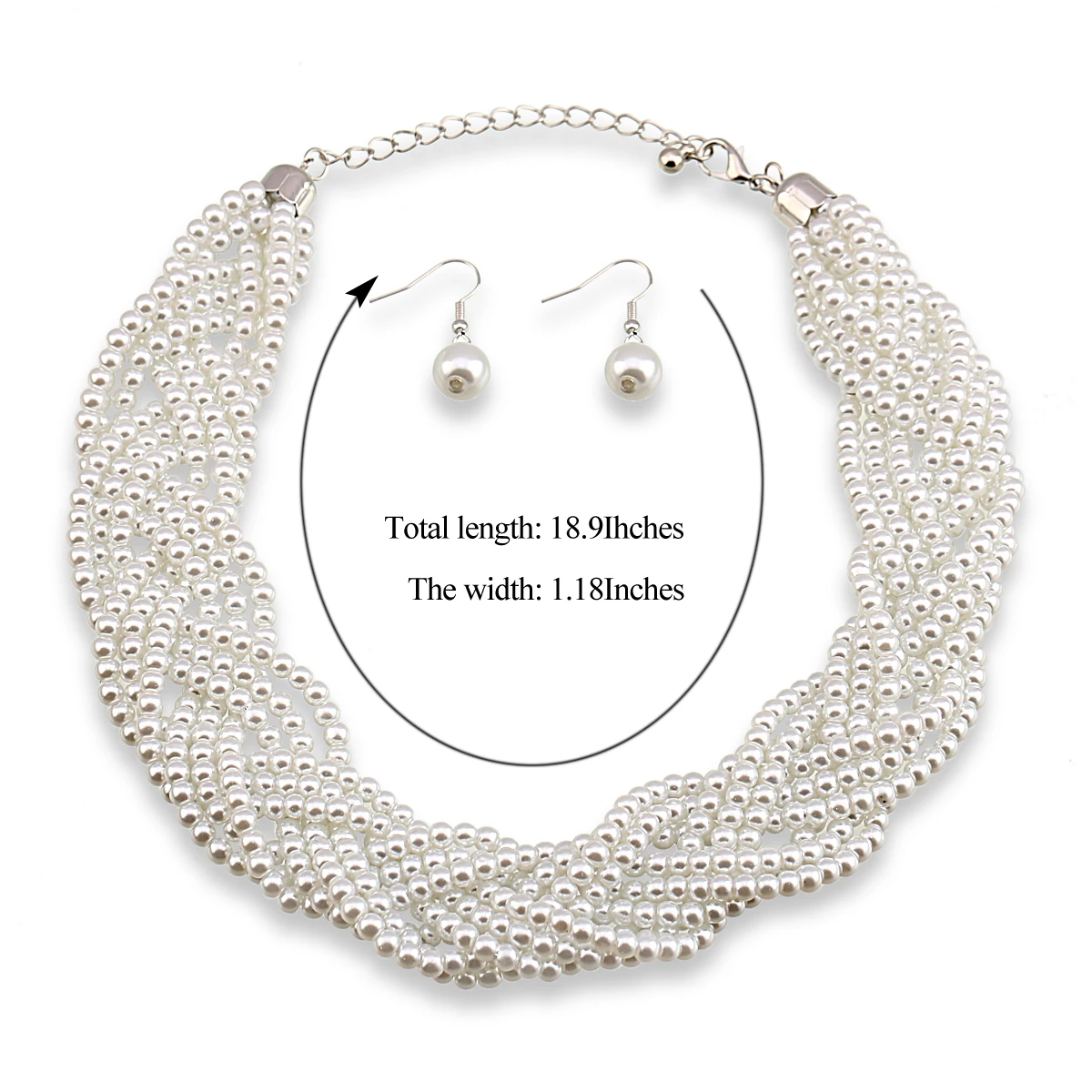 Newest Trendy Pearls Necklace Earrings Jewelry Sets for Women Engagement Gifts Fashion Multicolor Beads Bib Chokers