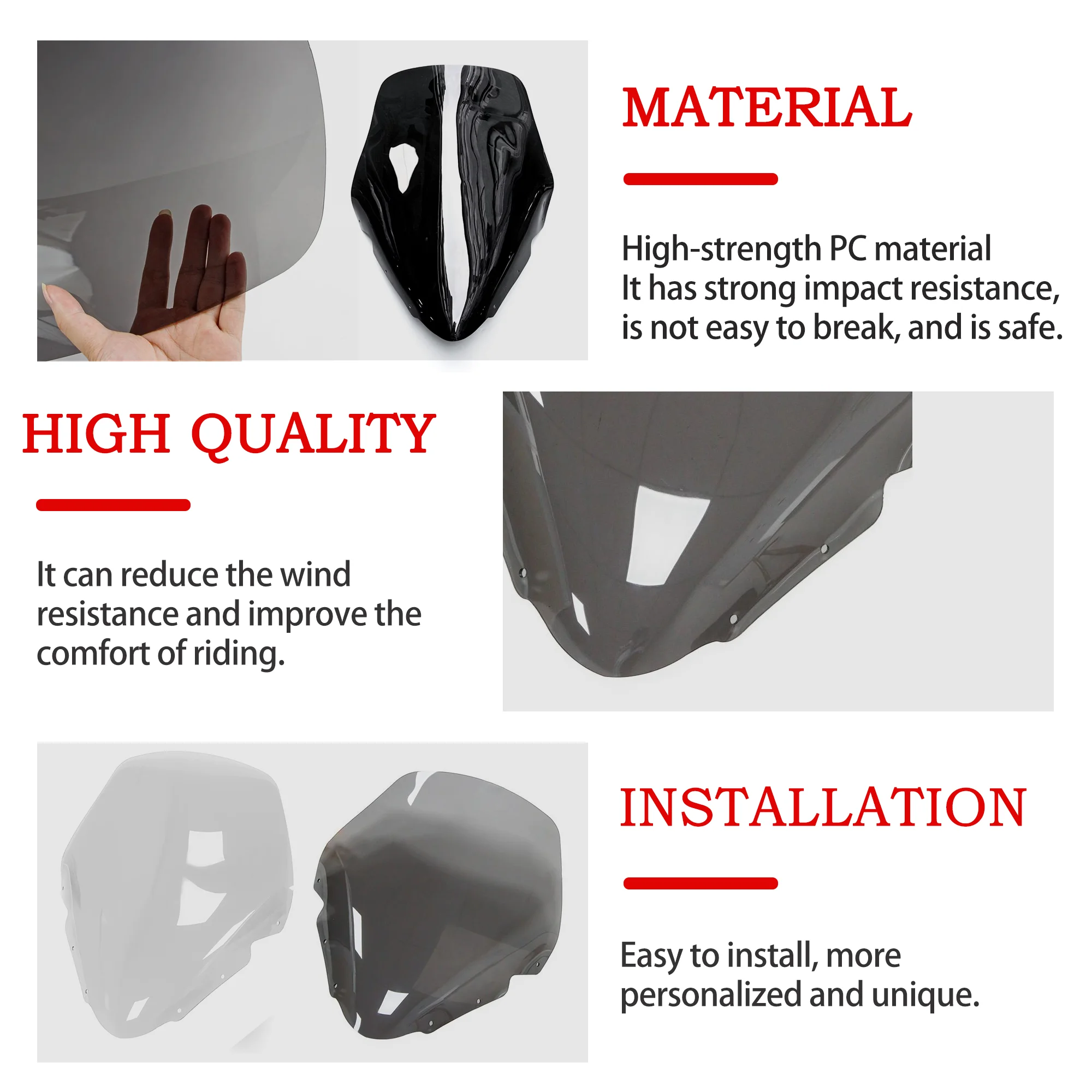 Motorcycle Windshield Windscreen Fit For Yamaha TMAX500 2001 - 2007 58CM T-MAX TMAX 500 T-MAX500  2003 2004 2005 2006