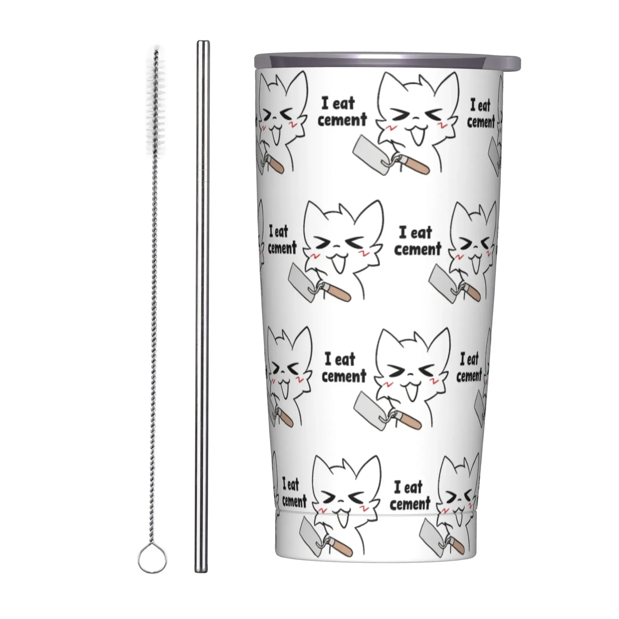 Boykissers Silly Insulated Tumbler with Straws Lid I Eat Cement  Vacuum Thermal Mug Office Home Water Bottle Cups, 20oz