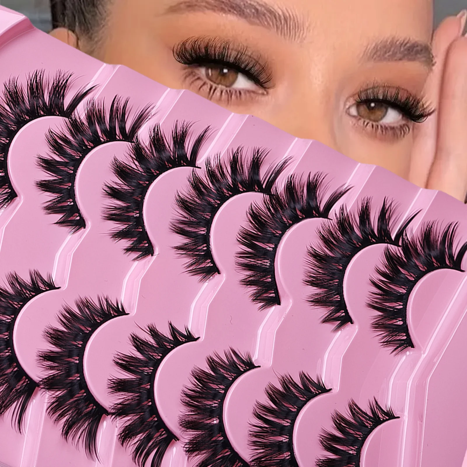 7 Pairs of Cat Eye False Eyelashes, Fluffy Eyelashes, Very Suitable for Carnivals, Carnivals, and Costume Parties