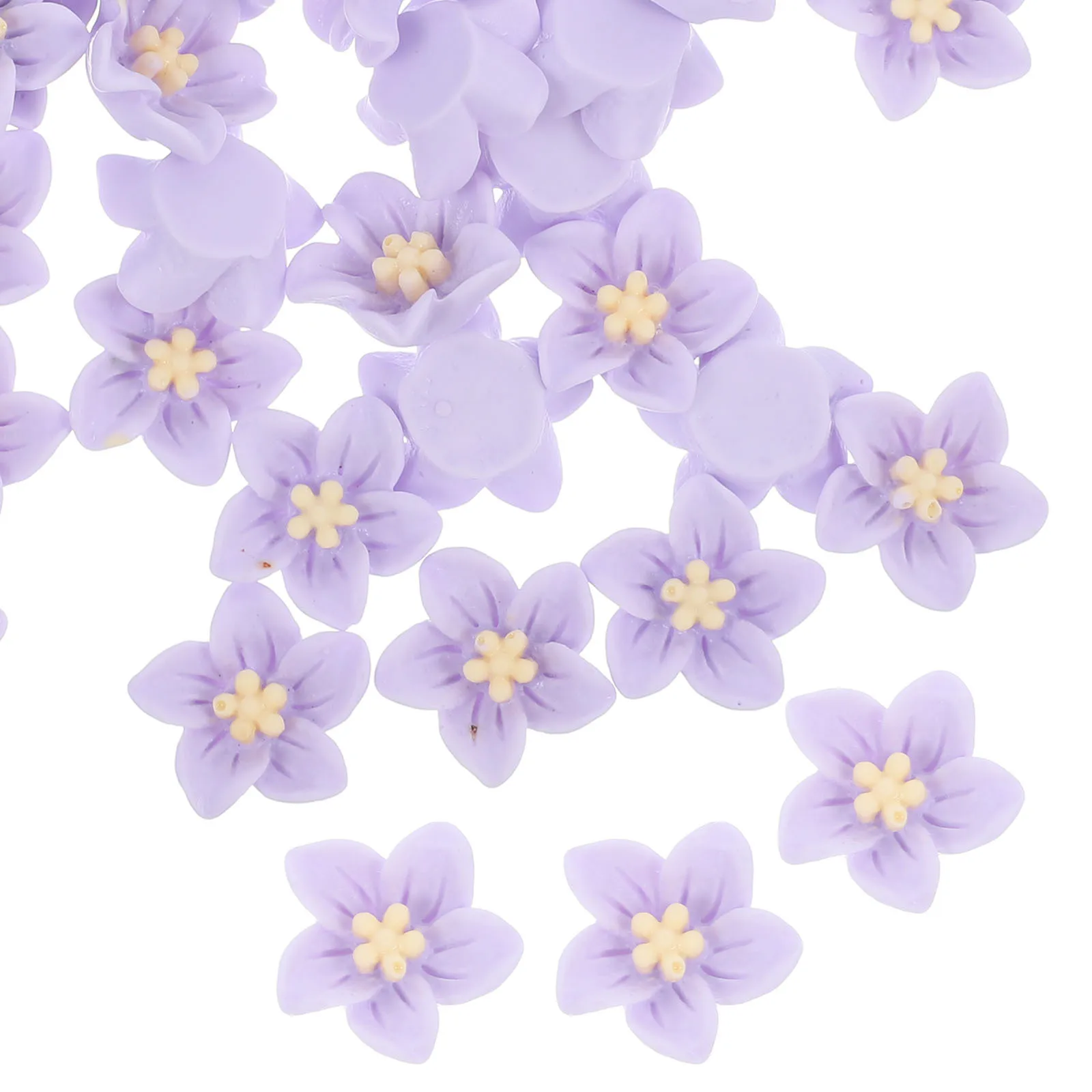 50 peças flores de resina pequenas flores para decoração artesanal diy e decoração de faixa de cabelo-breloque criativa de ornamento de capa de telefone