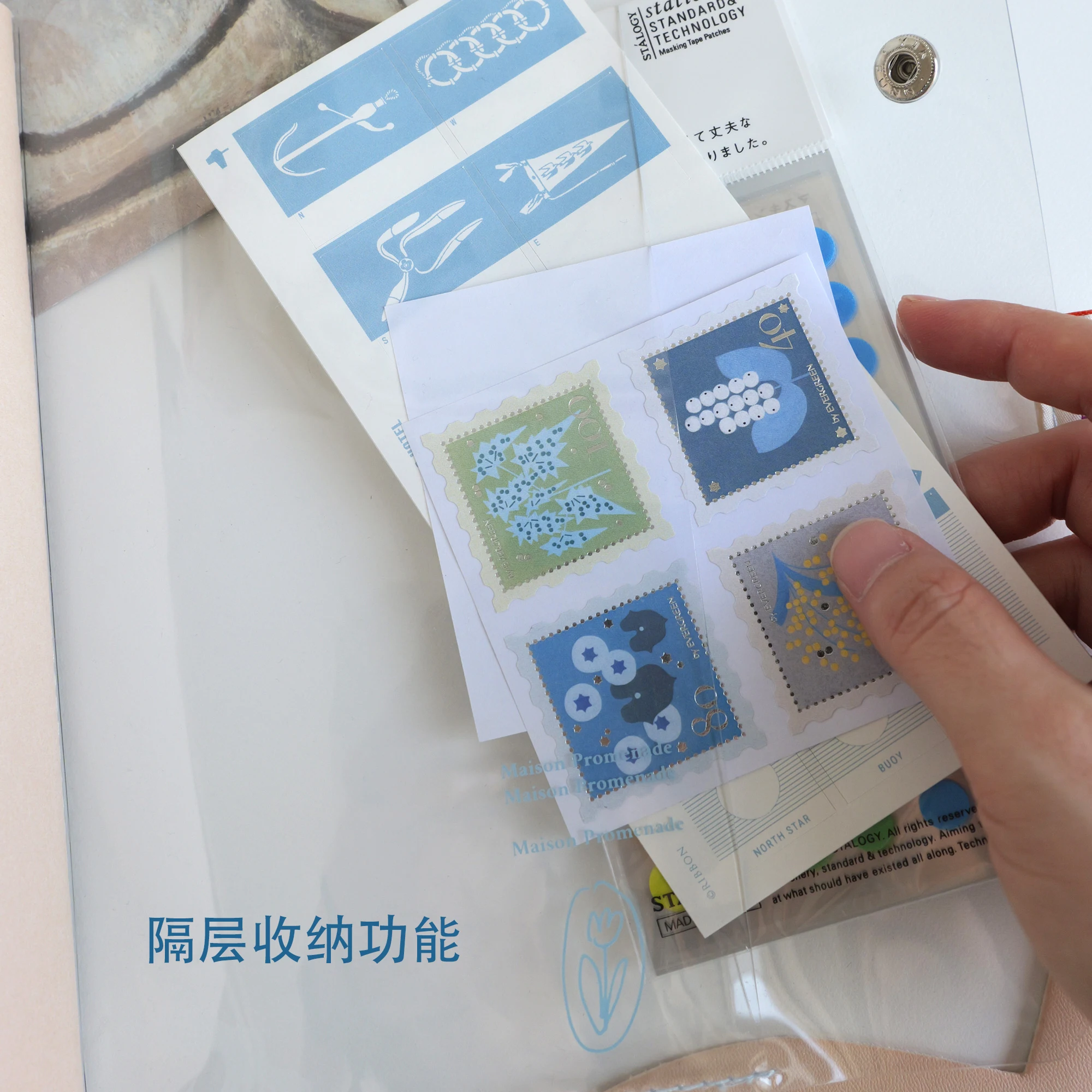Organizer/Planer/Notes z przezroczystego PVC z logo tulipana z podwójnym guzikiem, na zdjęcia, z luźnymi kartkami, idealny na podróże. — zdjęcie produktu 2