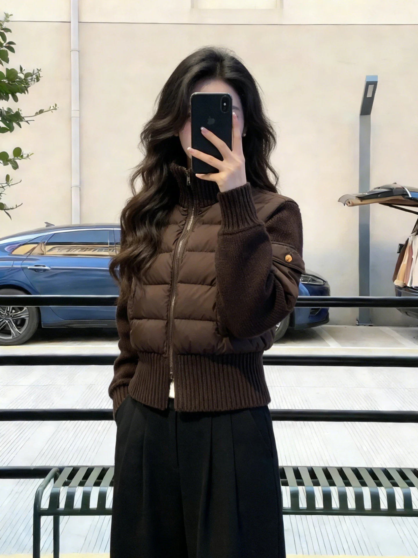 

Ретро-куртка в корейском стиле: легкая, теплая, хлопковая, женская, осенне-зимняя, новая модель, с воротником-стойкой, вязаная, комбинированная, верхняя одежда