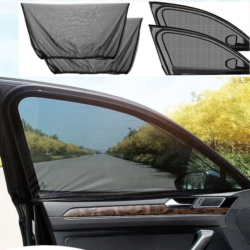 Car Sunshade Curtains Universal Side Window Shades SUV Curtains Protection Repellent Mosquito Mesh Net Sunshade Auto Accessories