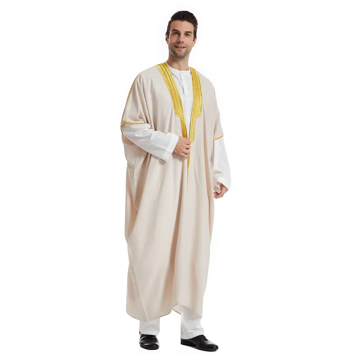 Pakaian jubah Muslim Pria Turki gaya baru, Dubai, Pakistan, jubah Muslim Timur Tengah, Arab Saudi, Muslim Timur Tengah