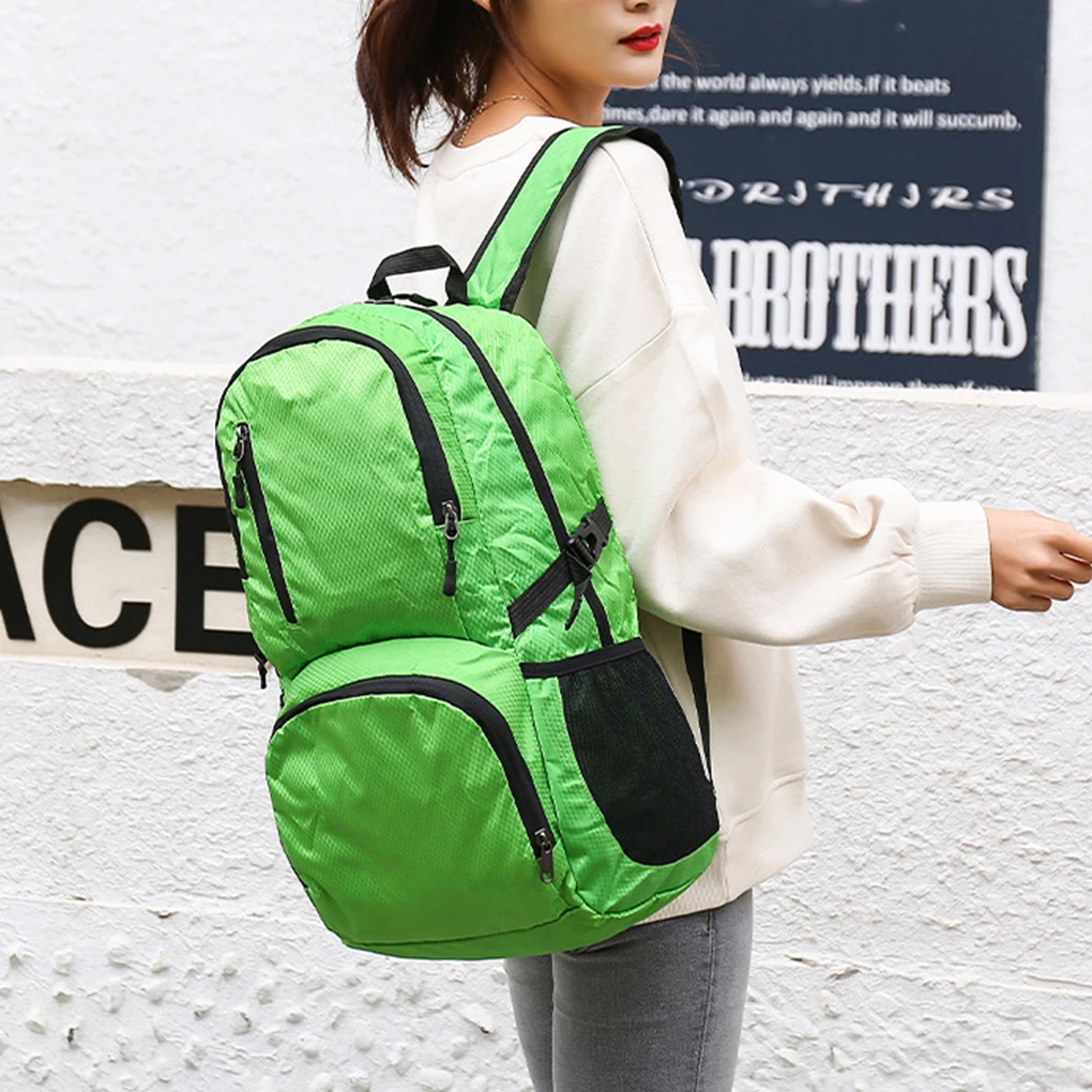 Nylon Portable Hiking Backpack - Soft Texture And Multiple Pouches Large Capacity Foldable Umbrella Green