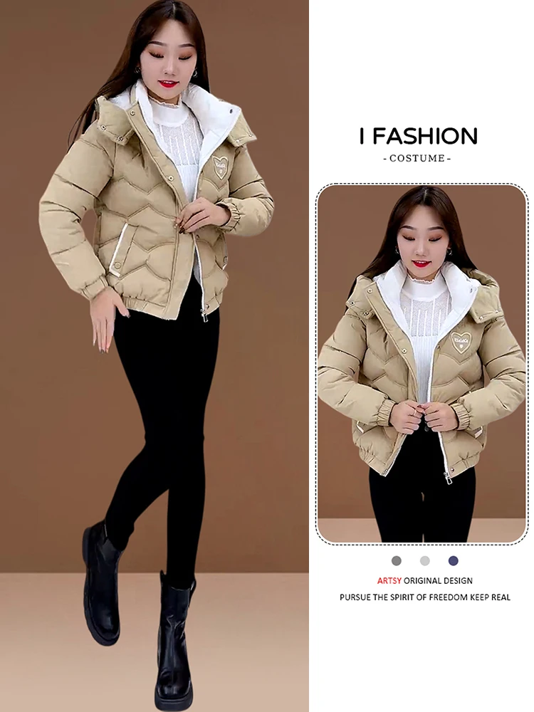 

Faionable Thiened down Cotton Jaet Women's Winter Clothes Casual Outerwear with Fce Korean Sle Commute Clothes
