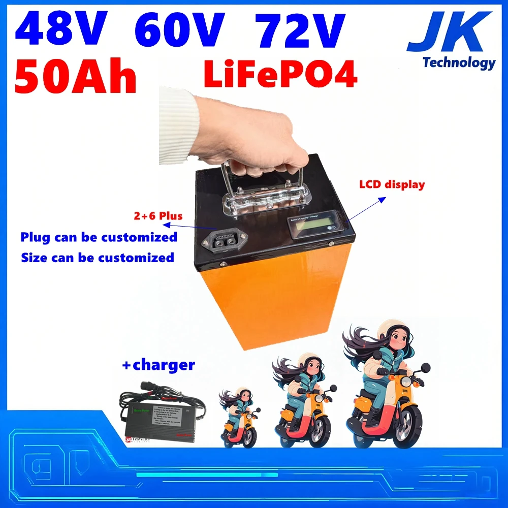 

Energy Factory LiFePO4 48 В 60 В 72 В 50 Ач литиевая батарея скутер мотоцикл для 2000 Вт 3000 Вт 5000 Вт электрический трехколесный велосипед тележка косилка
